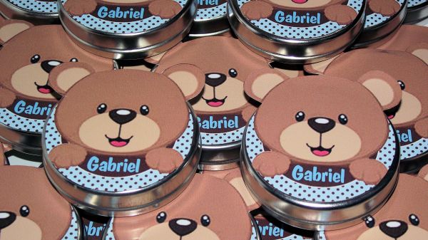 Latinha Urso Marrom e Azul